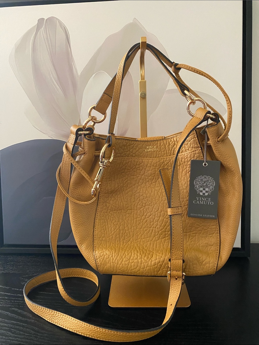 Vince Camuto Creamy Caramel Crossbody Bag With Gold Tone Hardware